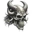 demon skull horns tattoo design idea