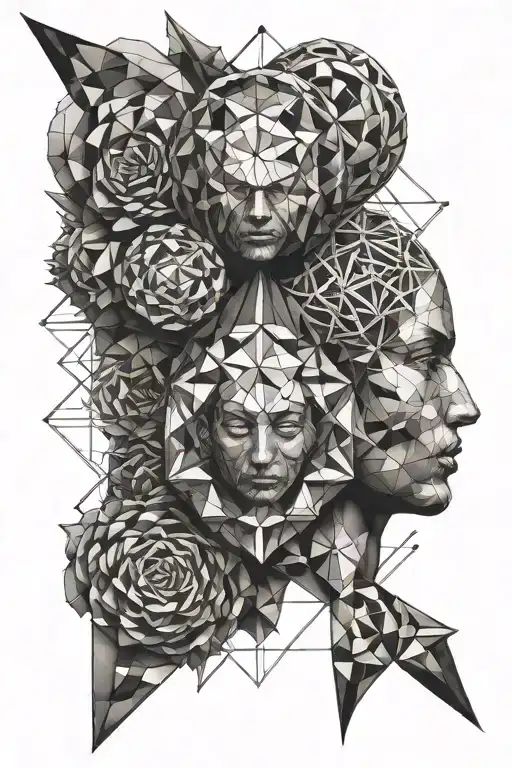 A geometric design symbolizing the concept of ego being the strongest and love being the weakest tattoo design idea