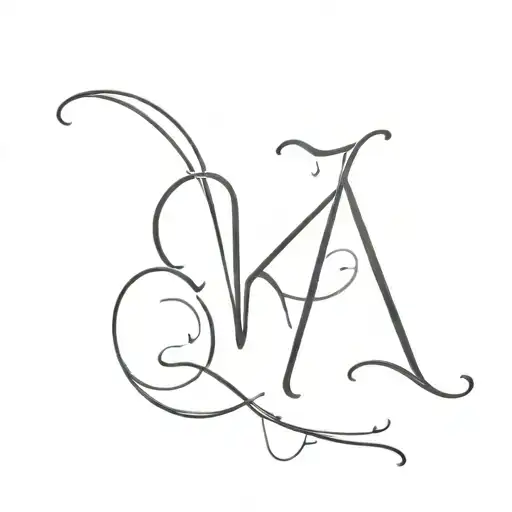 initial "K" and a heart tattoo design idea