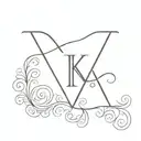 initial "K" and a heart tattoo design idea