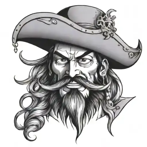 Blackbeard character from one piece, shaded tattoo design idea