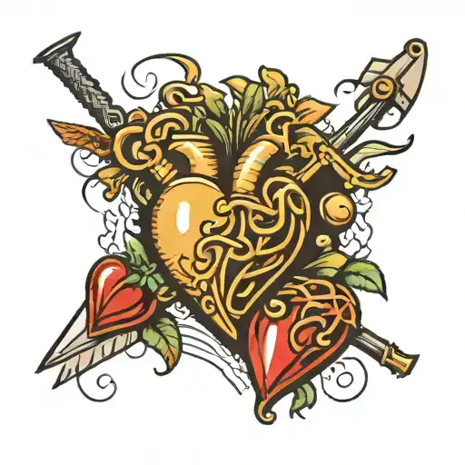 three choppers bursting out of a heart tattoo design idea