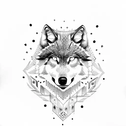Half wolf face  tattoo design idea