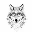 Half wolf face  tattoo design idea
