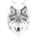 Half wolf face  tattoo design idea
