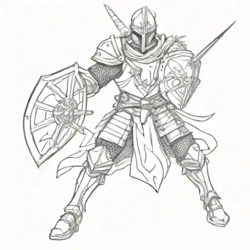 crusader knight fighting tattoo design idea