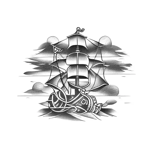 pirate ship  tattoo design idea