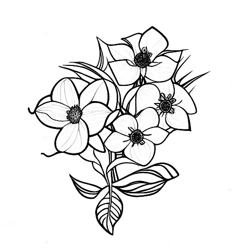 Flowers bouquet using Cosmo, Aster, and Daffodil tattoo design idea