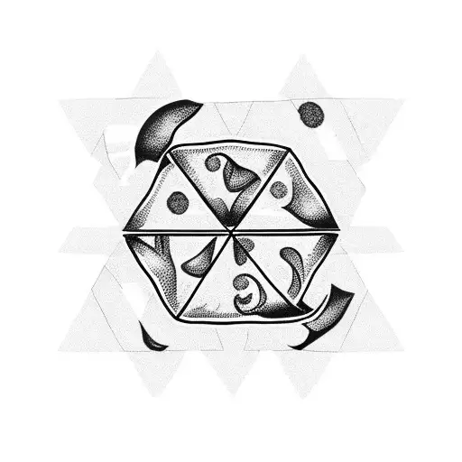 hexagon with pizza and anchor wat tattoo design idea