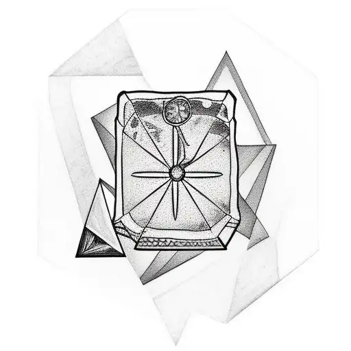 hexagon with a picture of pizza and angkor wat inside tattoo design idea
