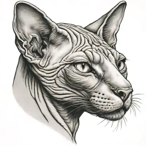 sphynx cat tattoo design idea