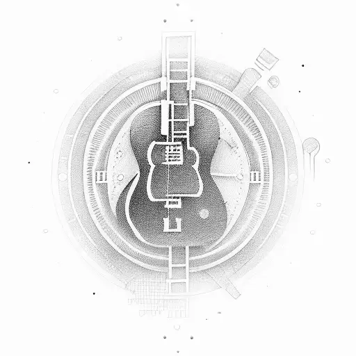Bitcoin, guitar, motorbike, travel, freedom tattoo design idea