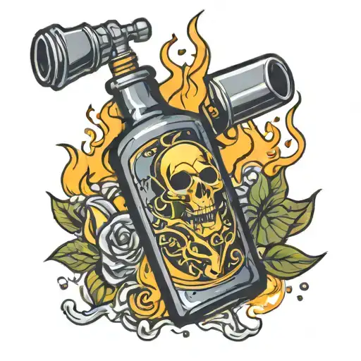 Molotov cocktail bomb tattoo design idea