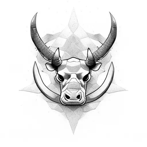 un toro en LineArt para el abdomen tattoo design idea