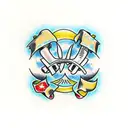 handshake with dagger tattoo design idea