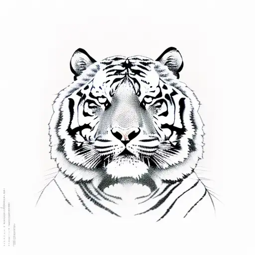 Tiger face Oriental stile  tattoo design idea
