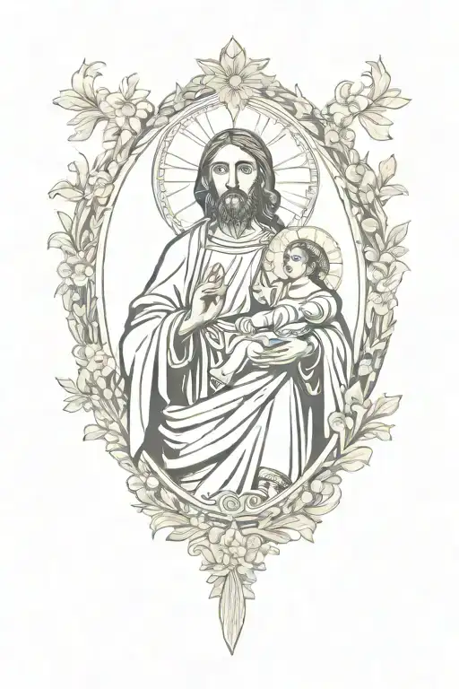 Jesus Christ Virgin Mary saint judas tadeo tattoo design idea
