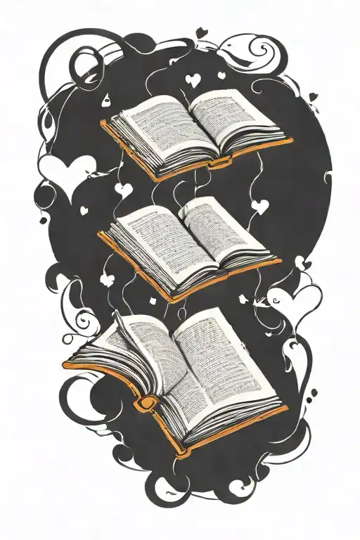 open book with the words te vivo coming from the pages surrounded by hearts tattoo design idea