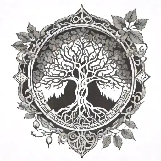 yggdrasil, symmetry tattoo design idea