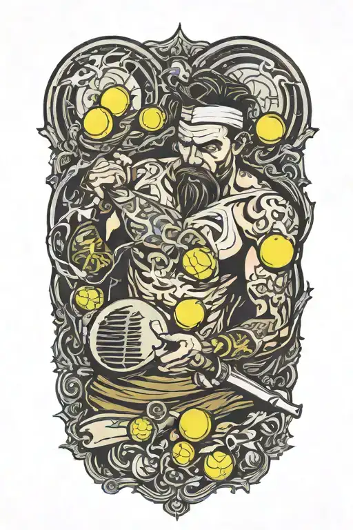 guy cooking tennis balls tattoo design idea