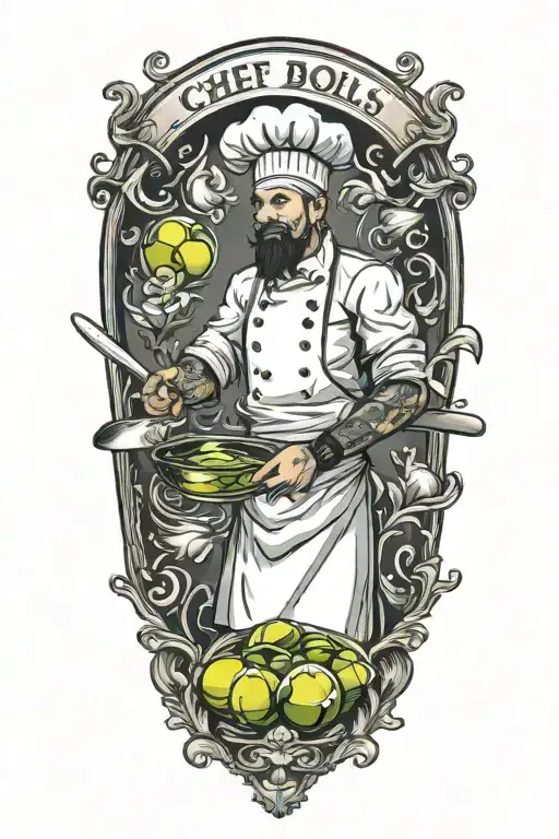 CHEF COOKING TENNIS BALLS  tattoo design idea