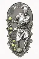 CHEF COOKING TENNIS BALS tattoo design idea