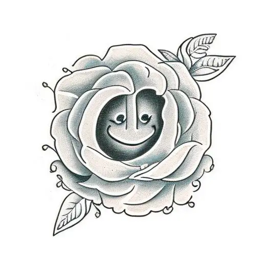 Yellow flower with a smile tattoo design idea