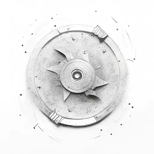 blade sharpened on iron wheel with sparks flying tattoo design idea