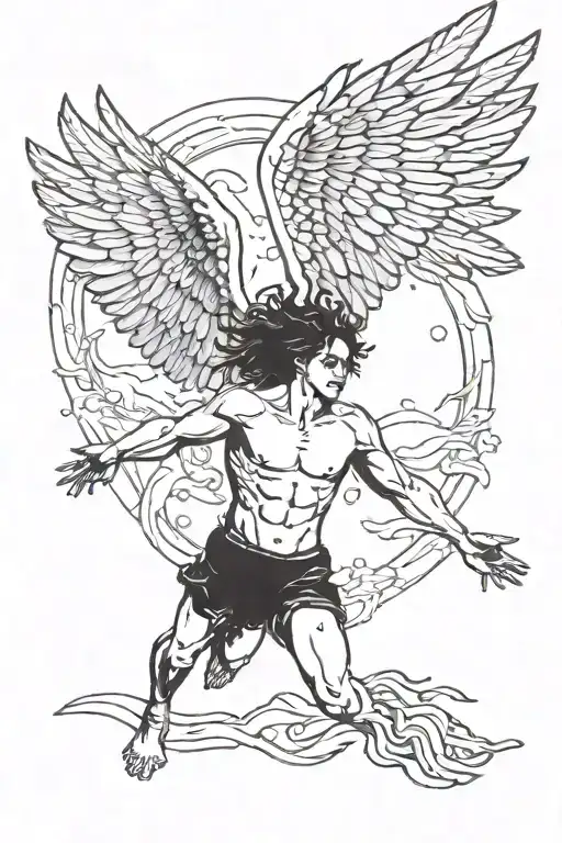 icarus falling tattoo design idea