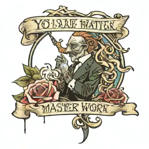 words:  "you are watching a master at work" on any part of body  tattoo design idea