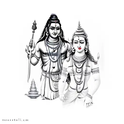 lord shiva and Parvati  tattoo design idea