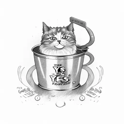 can of cat food with the text "yes chef" tattoo design idea
