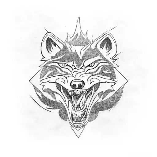 A fierce wolf in a Brazilian jiu jitsu pose tattoo design idea