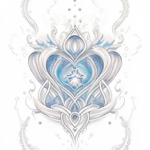 Ocean Wave heart crown star tattoo design idea
