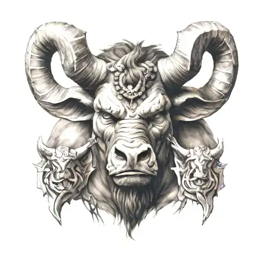 Minotaur with axes tattoo design idea