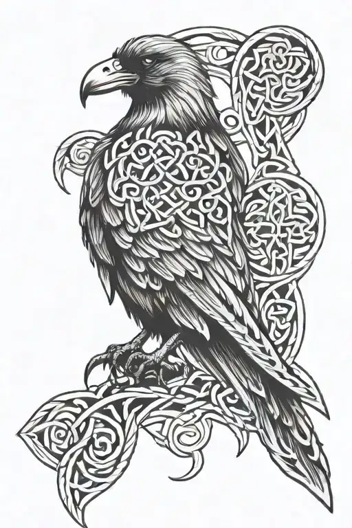 anglo saxon knotwork, raven, grim reaper  tattoo design idea