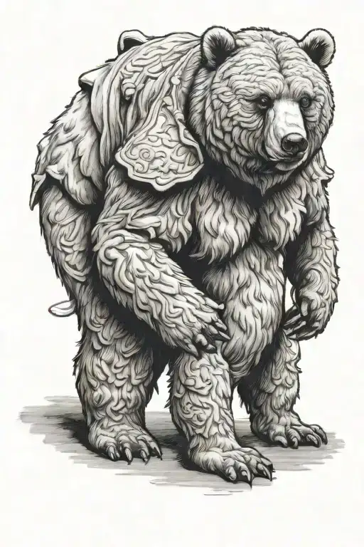 judo bear standing tattoo design idea