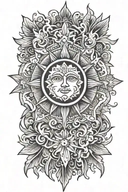 philippine sun and star tattoo design idea