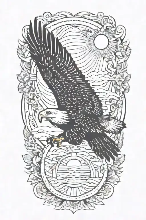 eagle and sun tattoo design idea