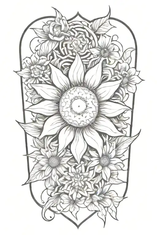 sun and flower tattoo tattoo design idea