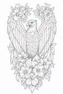eagle wings and flowers   tattoo design idea