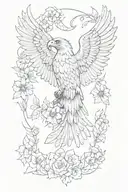 eagle wings and flowers   tattoo design idea