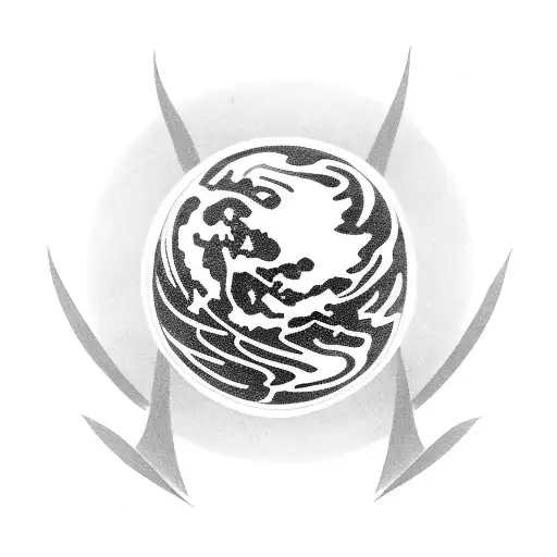 transition from space to atoms. earth and ufo in between tattoo design idea