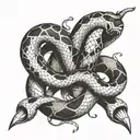 A dollar sign intertwined with a snake, representing your love for money and strength tattoo design idea