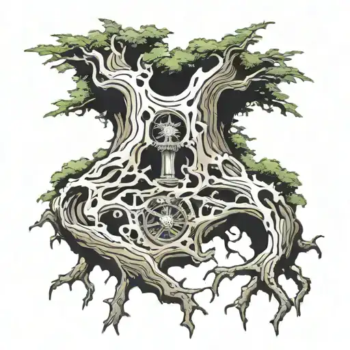 greatful dead oak tree tattoo design idea