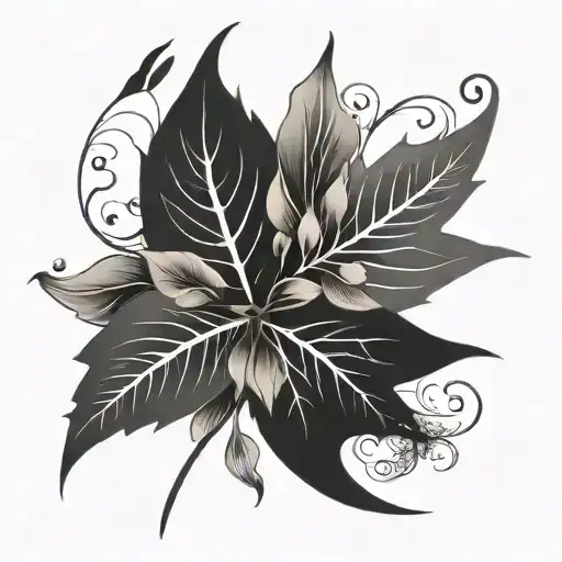 flowers of life leafs falling asymmetrical tattoo design idea