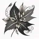 flowers of life leafs falling asymmetrical tattoo design idea