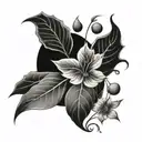 flowers of life leafs falling asymmetrical tattoo design idea