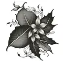 flowers of life leafs falling asymmetrical tattoo design idea