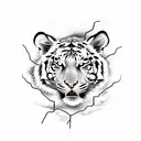 Create a dotwork tattoo depicting a tiger leaping through a lightning storm tattoo design idea